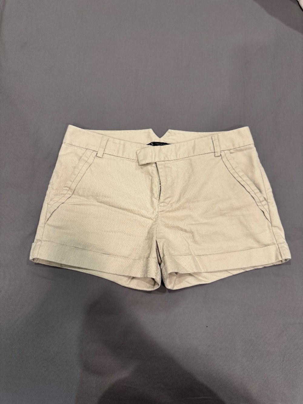 Armani Exchange Beige Cuffed Low-Rise Chino Shorts Size 2